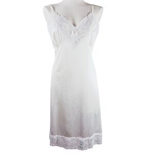 Ashley Taylor White Full Lace Slip Vintage Made In USA Coquette Lingerie